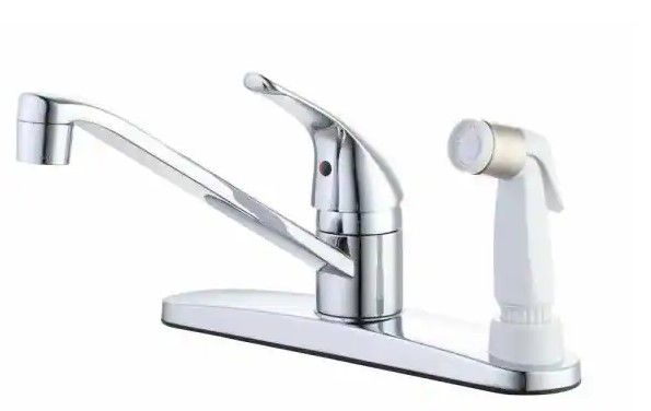 Photo 1 of 
Glacier Bay

Single-Handle Standard Kitchen Faucet in Chrome with White Deck Sprayer