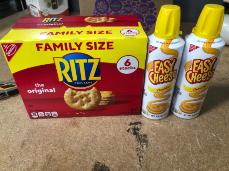 Photo 2 of **EXPIRES JUN14/2022** RITZ Original Crackers and Easy Cheese Cheddar Snack Variety Pack, 1 Family Size Box & 2 Cans
