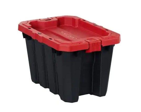 Photo 1 of 
Husky
5 Gal. Latch and Stack Tote in Black with Red Lid