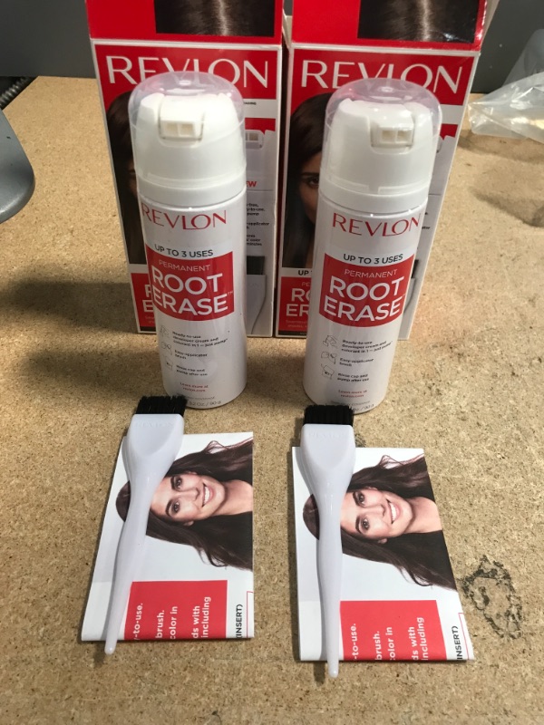 Photo 2 of *EXPIRED April 2022, NON REFUNDABLE* 
Permanent Hair Color by Revlon, Permanent Hair Dye, At-Home Root Erase with Applicator Brush for Multiple Use, 100% Gray Coverage, Black (3), 3.2 Fl Oz - 2 boxes
