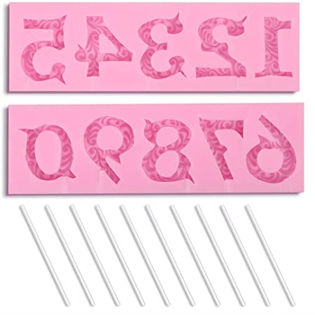 Photo 1 of 3pcks of homEdge Silicone Number Mold, 3D Number Mold for Cake Decoration, Topping, Suitable for Anniversary-Pay Attention to the Size
