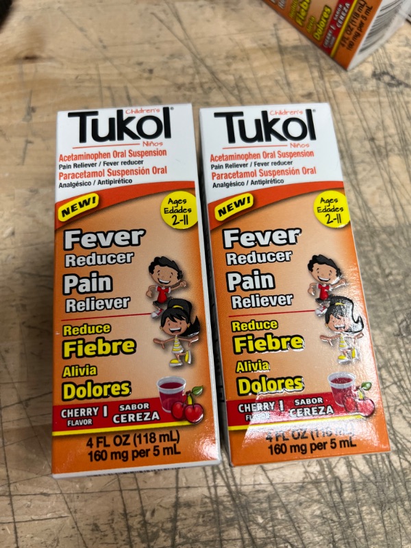 Photo 2 of 2pcks of TUKOL Children's Fever and Pain Cherry Flavor, 4 fl. oz. // exp date 06/2023
