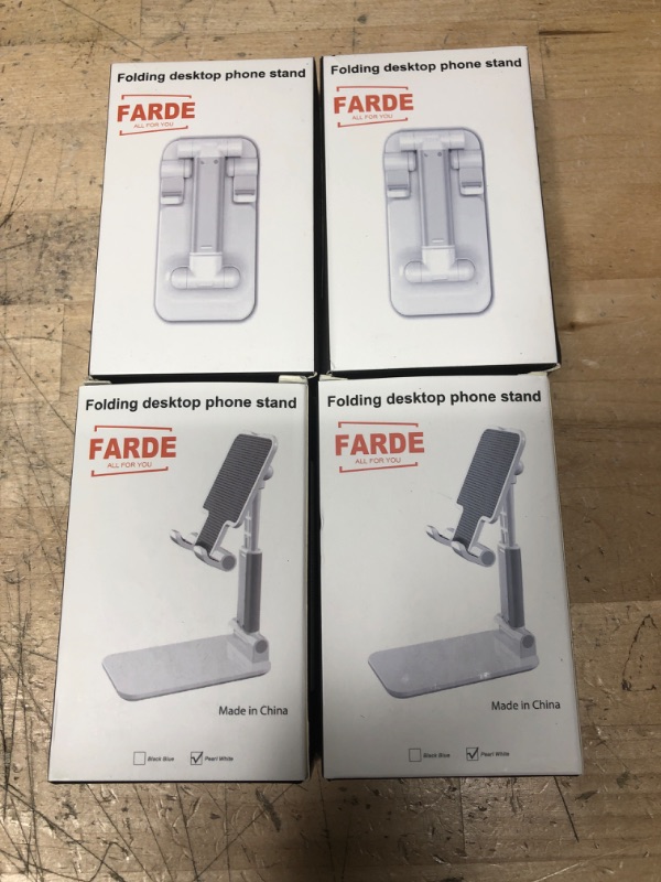 Photo 2 of ** SETS OF 4**
Phone Stand --FARDE Adjustable Stable Cell Phone Holder-Cradle-Decor for Desk, Compatible Phone and Pad (White)
