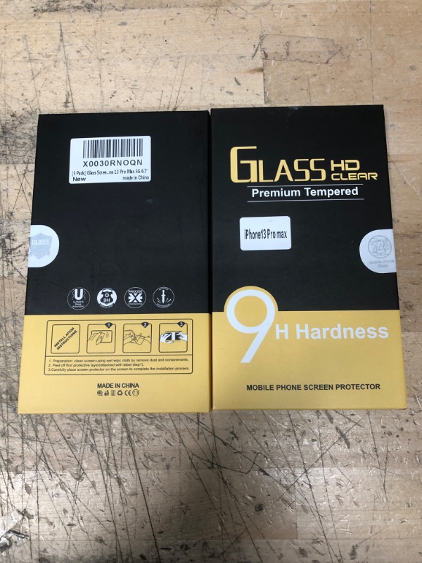 Photo 2 of ** SETS OF 2**
[3 Pack] Glass Screen Protector for iPhone 13 Pro Max 5G, [Bubble-Free] [Anti-Scratch] [9H Hardness] [HD Clear] Premium Tempered Glass Film for iPhone 13 Pro Max 5G 6.7''
