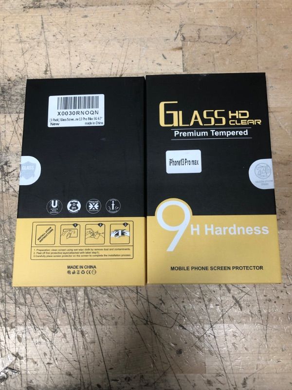 Photo 2 of ** SETS OF 2**
[3 Pack] Glass Screen Protector for iPhone 13 Pro Max 5G, [Bubble-Free] [Anti-Scratch] [9H Hardness] [HD Clear] Premium Tempered Glass Film for iPhone 13 Pro Max 5G 6.7''
