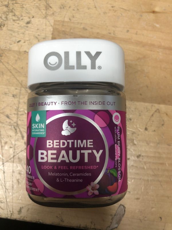 Photo 2 of ** EXP: 07/2022  ***   *** NON-REFUNDABLE***   *** SOLD AS IS***
OLLY Bedtime Beauty Gummy, Skin Hydrating, Melatonin, Ceramides and L-Theanine, Sleep Supplement, Sleep Aid, Plum Berry, 20 Day Supply - 40 Count