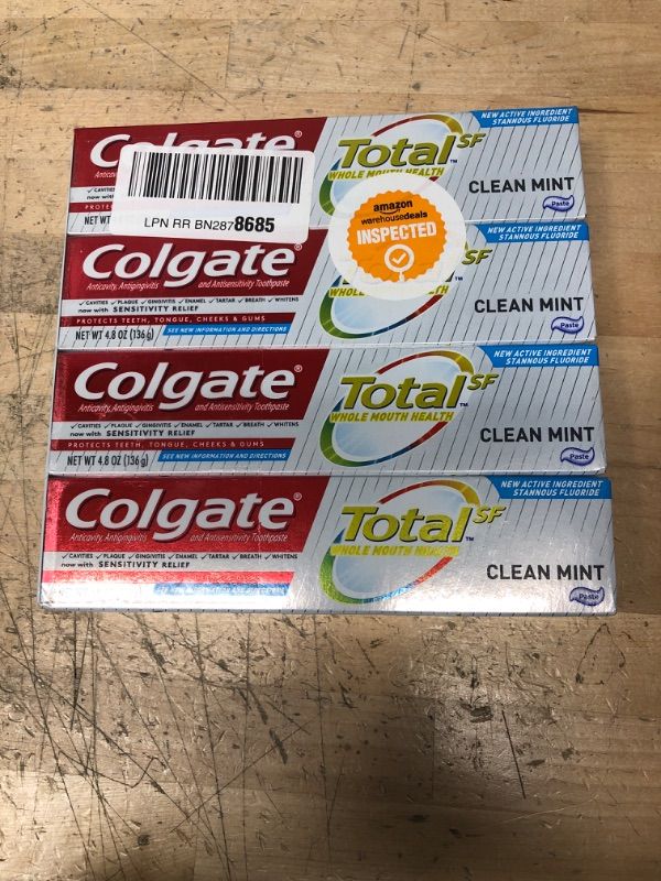 Photo 2 of *** EXP: 09/2022***   *** NON-REFUNDABLE***  *** SOLD AS IS**
Colgate Total Toothpaste, Clean Mint, 4.8 Ounce (4 Pack)
