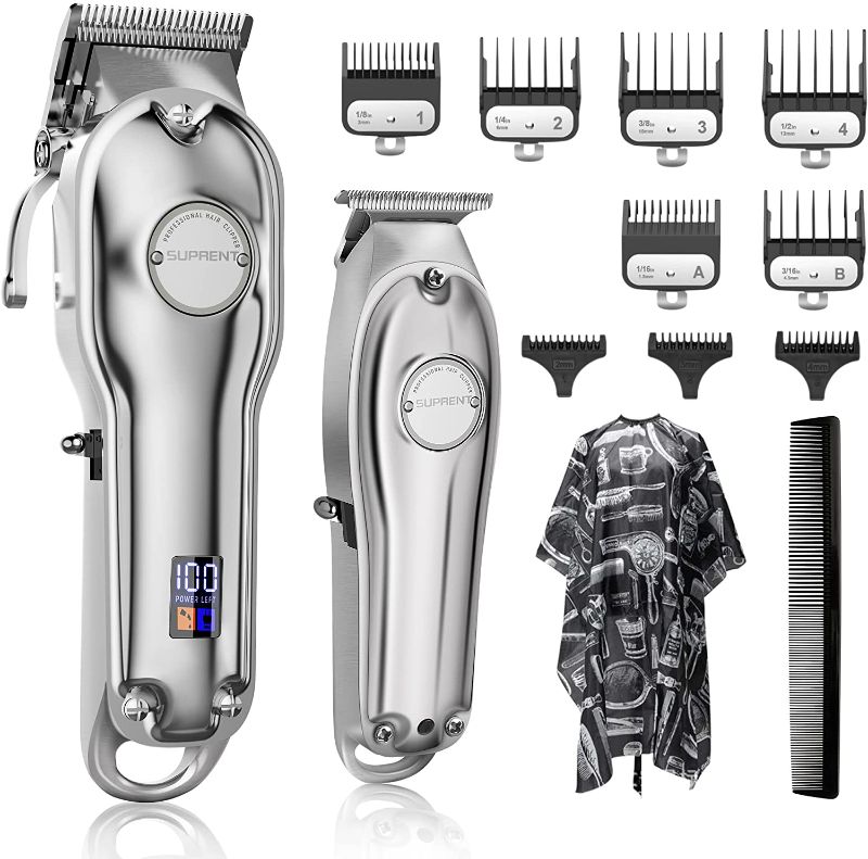 Photo 1 of SUPRENT® Hair Clippers for Men, Professional Hair Cutting Kit & Zero Gap T-Blade Trimmer Combo, Cordless Hair Clipper Set with LED Display
