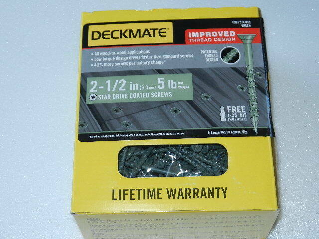 Photo 1 of  5lbs Deckmate Wood Deck Star Drive Coated Screws Green 2-1/2" Screw
