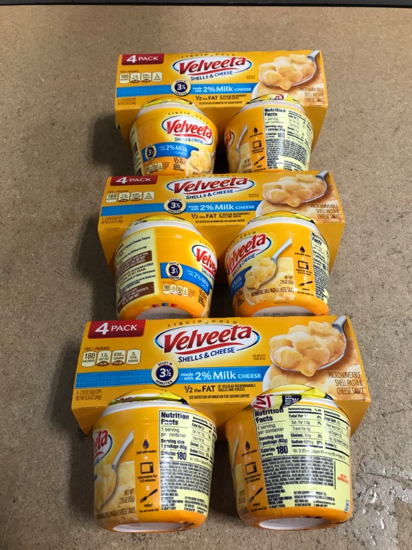 Photo 2 of *EXPIRES June 2022, NON REFUNDABLE* 
Velveeta Shells & Cheese Microwavable Shell Pasta & Cheese Sauce with 2% Milk Cheese (4 ct Pack, 2.19 oz Cups) - 3 packs
