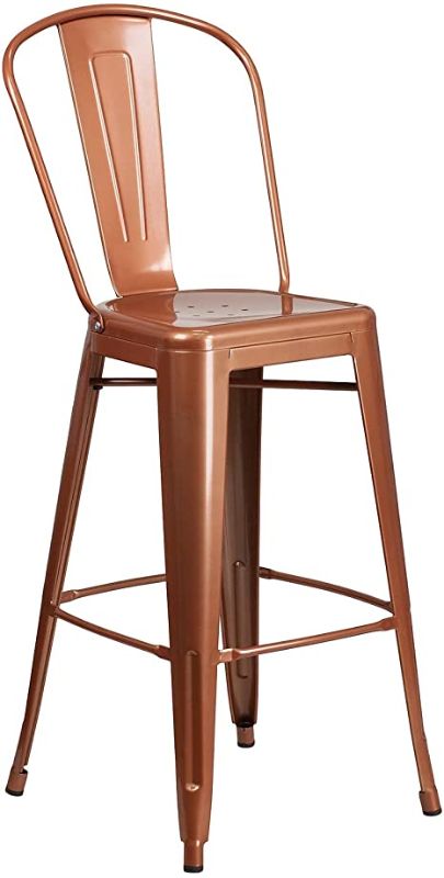 Photo 1 of *DAMAGED* 4pk-Flash Furniture Commercial Grade 30" High Copper Metal Indoor-Outdoor Barstool with Back
