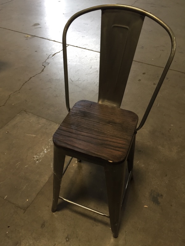 Photo 2 of **MINOR CHIP ON UNIT** DHP Luxor Counter Stool with Wood Seat and Backrest, 24", Antique Gun Metal
