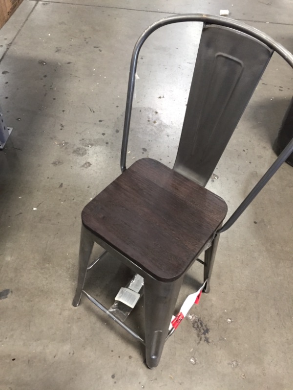 Photo 3 of **MINOR CHIP ON UNIT** DHP Luxor Counter Stool with Wood Seat and Backrest, 24", Antique Gun Metal
