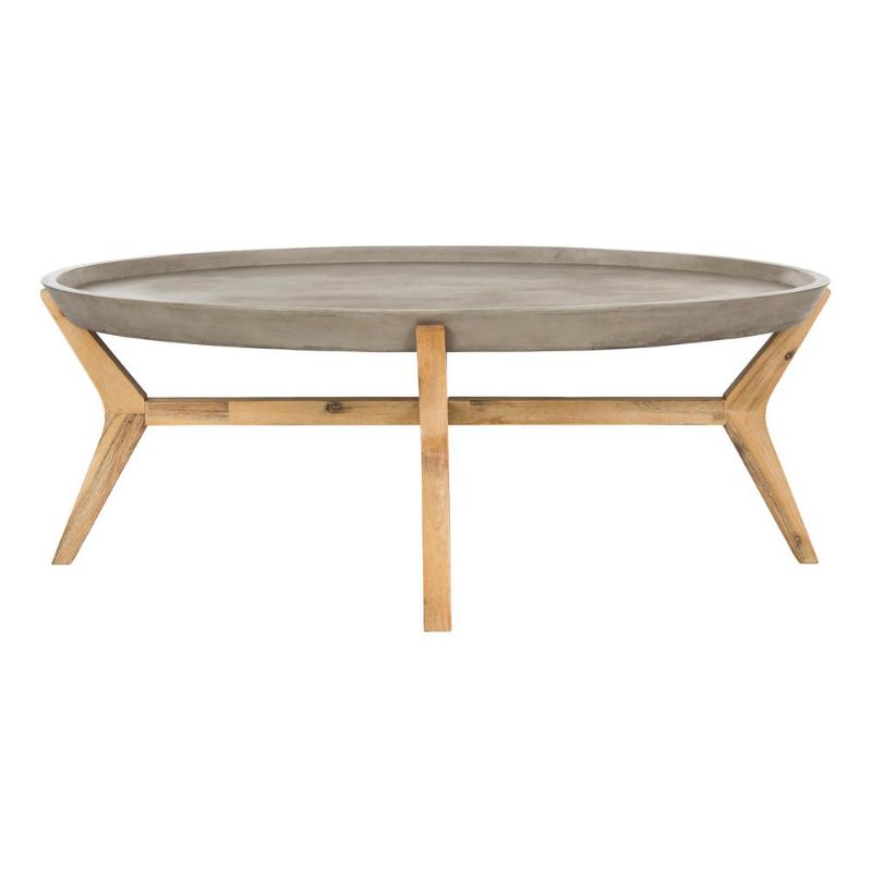 Photo 1 of **DAMAGED TABLE TOP** Safavieh Hadwin Outdoor Modern Concrete Oval Coffee Table - Dark Grey
