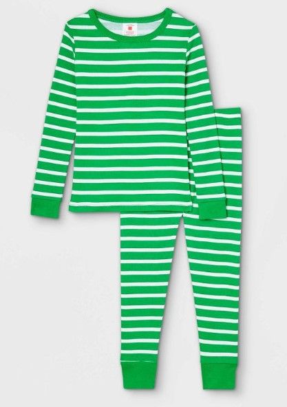 Photo 1 of 3pk- size 2t-Toddler Striped 100% Cotton Tight Fit Matching Family Pajama Set - Green

