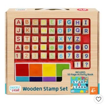 Photo 1 of 48pc Wooden Letters, Numbers, & Shapes Stamp Set - Chuckle & Roar

