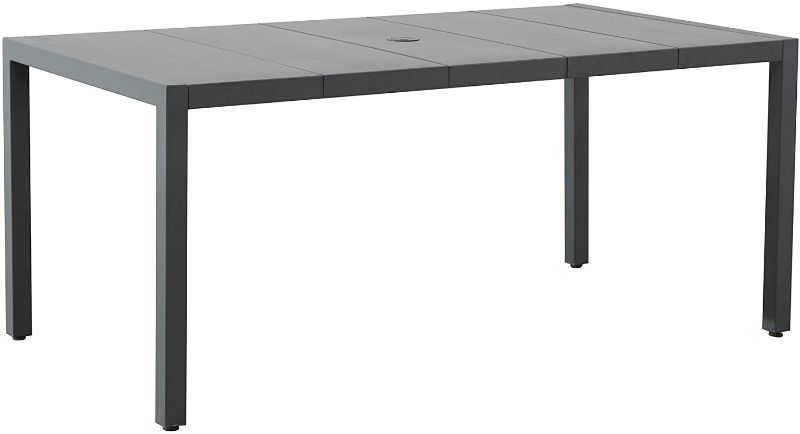 Photo 1 of **DAMAGED* MISSING PARTS* Amazon Brand - Ravenna Home Archer Outdoor Patio Steel Dining Table with Panel Top, 66.14"W, Gray

