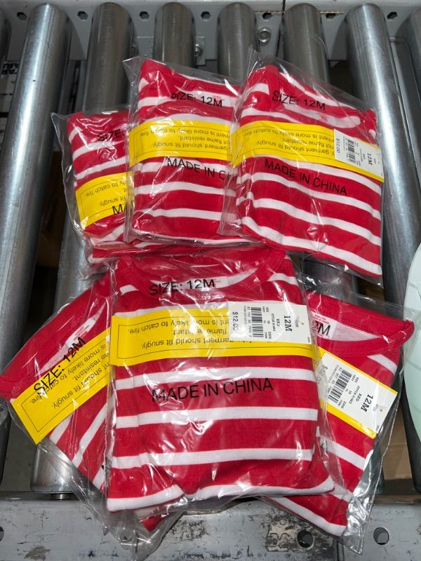 Photo 2 of (12M)Toddler Striped 100% Cotton Tight Fit Matching Family Pajama Set - Red - 6 PACK 