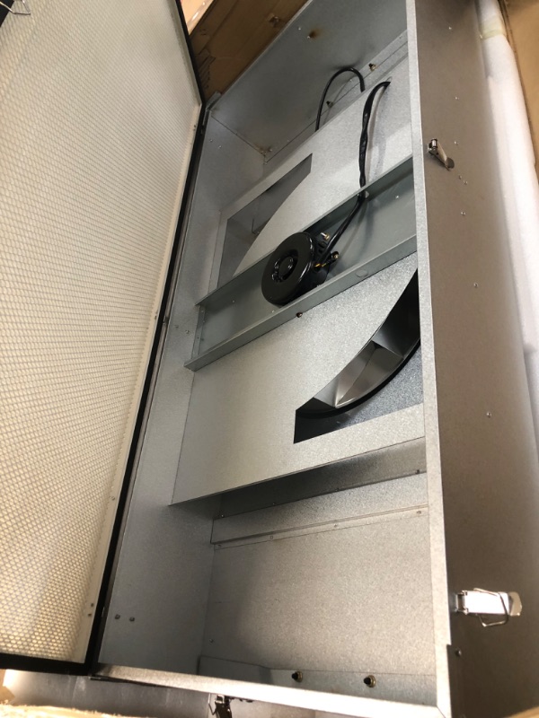 Photo 5 of DAMAGE Laminar Flow Hood FFU Fan Filter Unit with HEPA H14 Filter Cleanliness Class 100 /ISO 5 Dust Free Machine for Laboratory Cleanroom, 46.2 x 22.6 Inch 
**LATCHES DAMAGED**