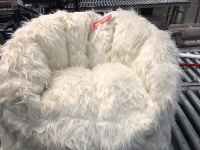 Photo 2 of "Big Joe Milano Beanbag Chair Ivory Shag" Ivory Shag Milano large