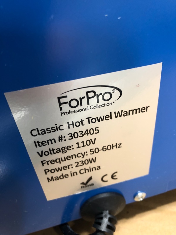 Photo 5 of *Tested* ForPro Professional Collection Classic Hot Towel Warmer Cabinet with UV Sterilizer, Extra Large Capacity, Two Stainless Steel Racks, Signature Blue