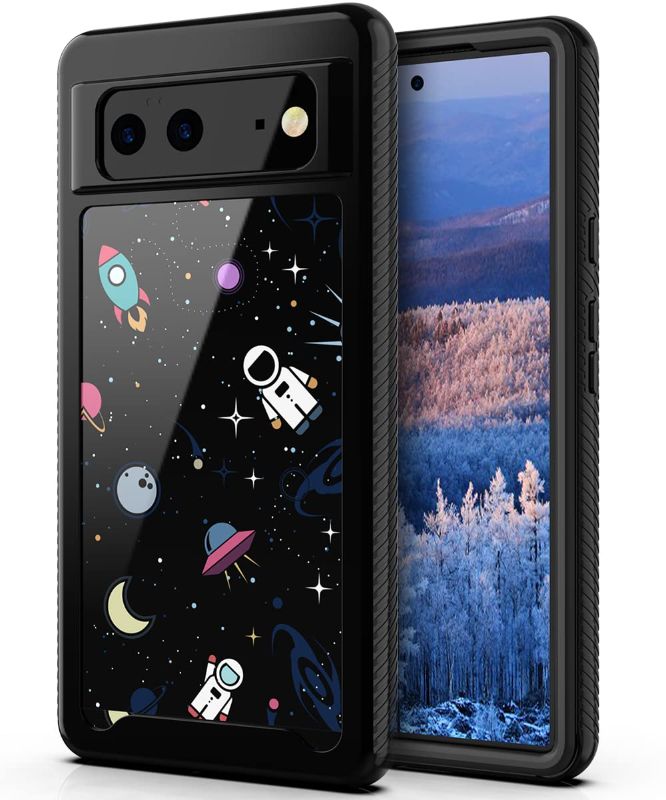 Photo 2 of 2 pack PBRO Case for Google Pixel 6 Pro Case 2021,Cute Universe Case Dual Layer Soft Silicone & Hard Back Cover Heavy Duty PC+TPU Protective Shockproof Case for Google Pixel 6 Pro -Black and PBRO Case for Google Pixel 6 Case 2021,Cute Astronaut Case Dual 