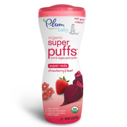 Photo 1 of *** BEST BY 02/23/2023*** Plum Organics Baby Food Pouch | Super Puffs | Strawberry With Beet | 1.5 Ounce | 4 Pack | Organic Food Squeeze for Babies, Kids, Toddlers