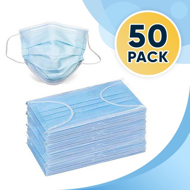 Photo 1 of 50 Disposable Face Masks, 6 packs