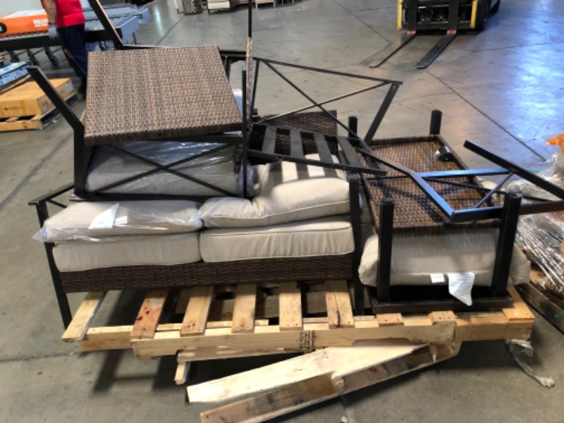 Photo 1 of (PARTS ONLY; SCRATCH DAMAGES; DAMAGED WICKER; MISSING HARDWARE/MANUAL)
Hampton Bay Northport 4-Piece Wicker Outdoor Patio Deep Seating Set with Tan Cushions and Coffee Table