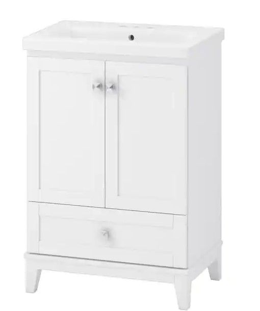 Photo 1 of 
Foremost Jaxon 24 in. W x 16 in. D x 35 in. H Bath Vanity in White with Vitreous China Top