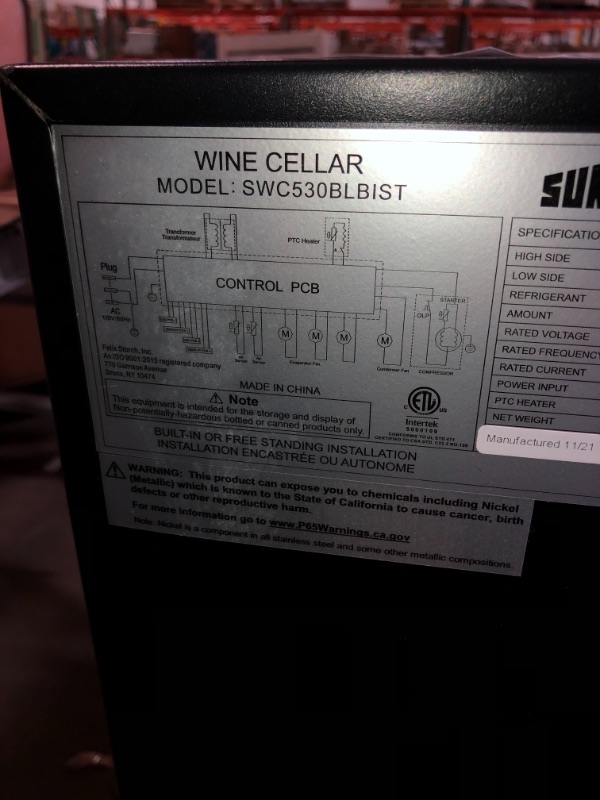 Photo 7 of Summit Appliance 46-Bottle Dual Zone Convertible Wine Cellar