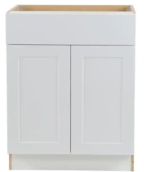 Photo 1 of 
Hampton Bay Cambridge Shaker Assembled 27 in. x 34.5 in. x 24 in. Plywood Base Cabinet w/ Soft Close Full Extension Drawer in White