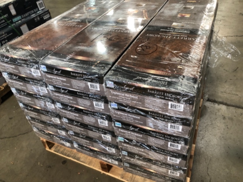 Photo 4 of **PALLET OF 18 CASES **** Distressed Barrett Hickory 3/8 in.T x 3-1/2 in. 6-1/2 in. W Varying Length Click Lock Hardwood Floor (26.25 sq.ft./case)
