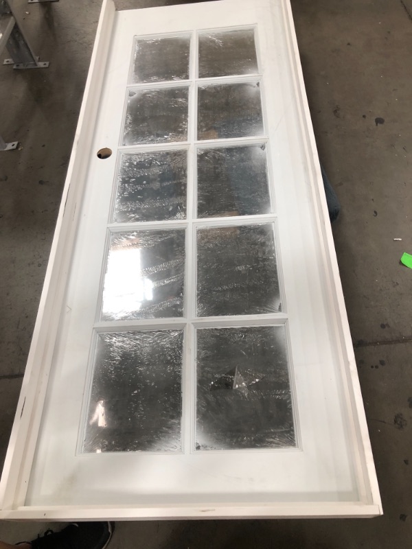 Photo 1 of 31 in. x 80 in. Shaker MDF Primed Wood Low-E Glass Left-Hand 10-Lite Clear Composite Single Prehung Interior Door
