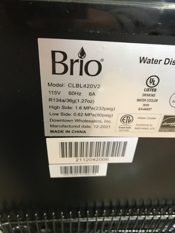 Photo 1 of Brio 400 Series Tri-Temperature Bottom Load Water Cooler Dispenser With Hot, Cold and Room Temperature Water, Holds 3 to 5 Gallons- UL Listed/Energy Star Approved
