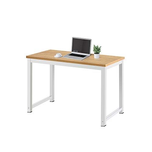 Photo 1 of AZL1 Life Concept Modern Studio Collection Soho Computer Office Desk Simple Study Table Sturdy Writing Desk Workstation for Home Office, 47 Inch, Walnut with White Metal Frame
