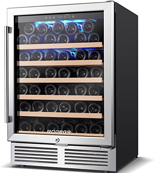 Photo 1 of 24 Inch Wine Cooler,52 Bottle Wine Refrigerator with Upgrade Compressor Fits Champagne Bottles Keep Consistent Temperature Low noise Built in or Freestanding Wine Fridge for Home Office Bar
