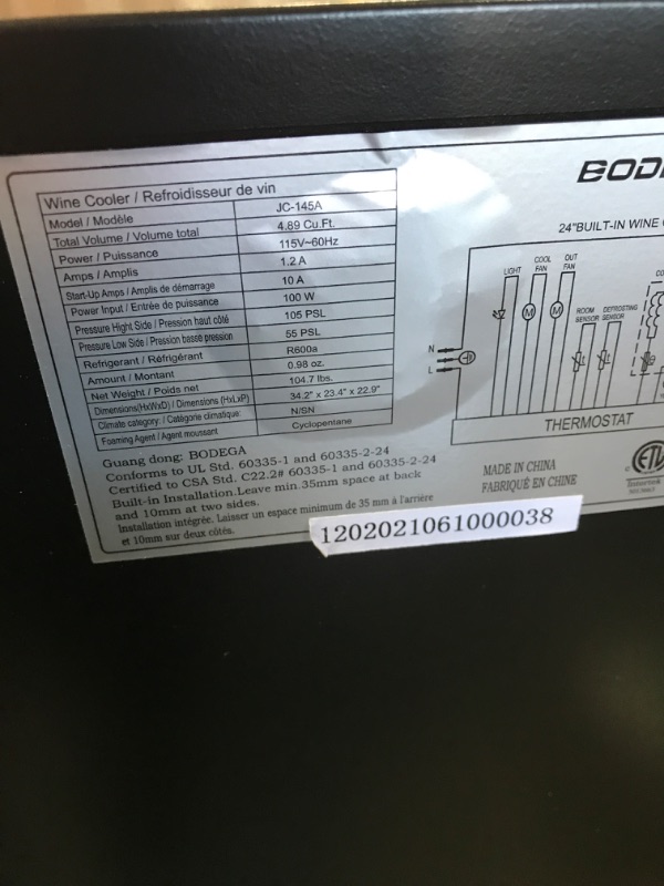 Photo 3 of 24 Inch Wine Cooler,52 Bottle Wine Refrigerator with Upgrade Compressor Fits Champagne Bottles Keep Consistent Temperature Low noise Built in or Freestanding Wine Fridge for Home Office Bar
