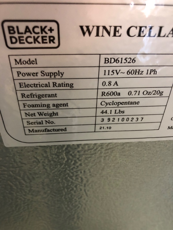 Photo 5 of BLACK+DECKER BD61526 Wine Cellar (24 Bottles)
