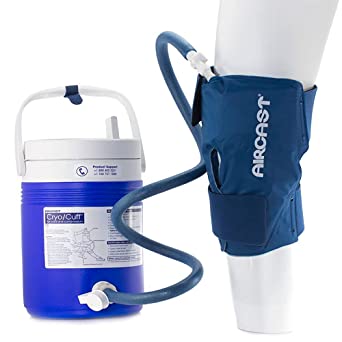 Photo 1 of Aircast Cryo/Cuff System, Combines Focused Compression with Cold Therapy to Provide Optimal Control of Swelling to Minimize Hemarthrosis, Edema and Pain, Complete System with Medium Knee Cuff, Blue
