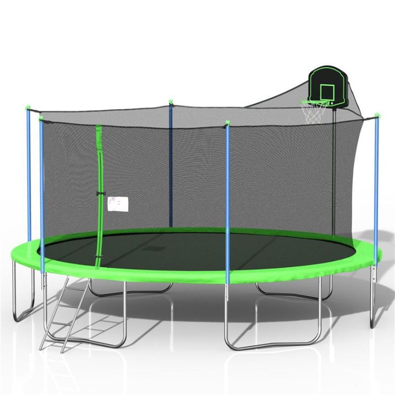 Photo 1 of ***BOX 3 OF 3***16FT USA Stock Trampolines for Kids with Safety Enclosure Net, Basketball Hoop and Ladder, Easy Assembly Round Outdoor Recreational....***INCOMPLETE***

