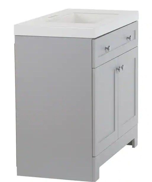 Photo 1 of 
Glacier Bay
Everdean 36.50 in. W x 18.75 in. D Bath Vanity in Pearl Gray with Cultured Marble Vanity Top in White with White Basin