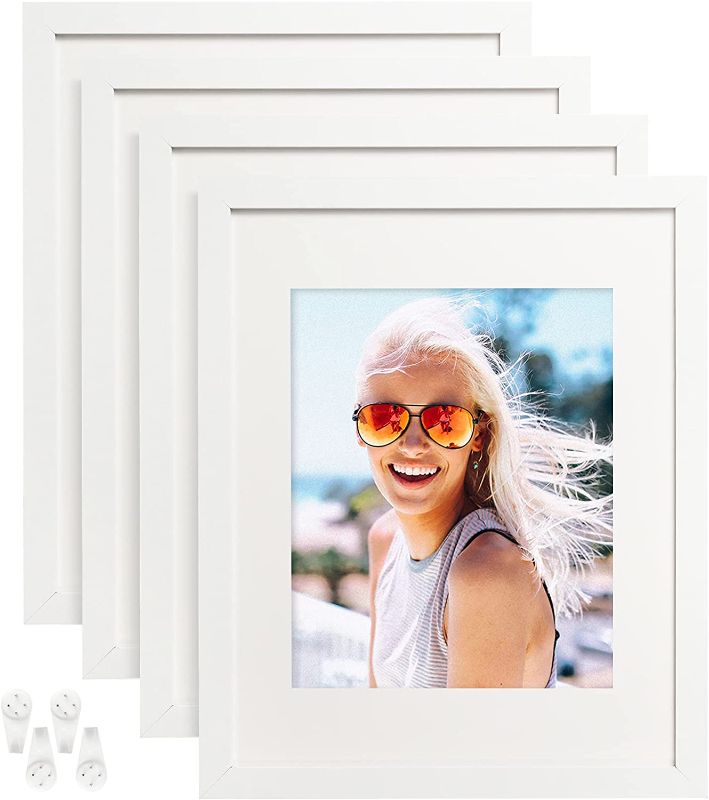 Photo 1 of 
BAIJIALI 11x14 Picture Frame Set of 4,Made of Tempered Glass for 3 Displays - 8x10 Picture or Four 4x6 Photos with Mat, 11x14 Without Mat ,Wall Mounting.