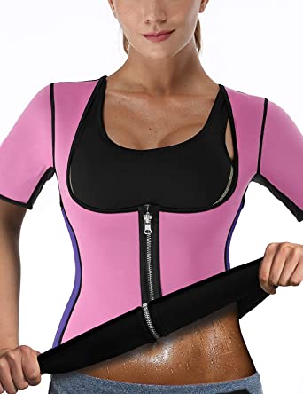 Photo 1 of DoLoveY Women Sauna Sweat Vest with Sleeves Neoprene Fitness Shirt Workout Body Shaper Sport Tank Top SIZE LARGE
