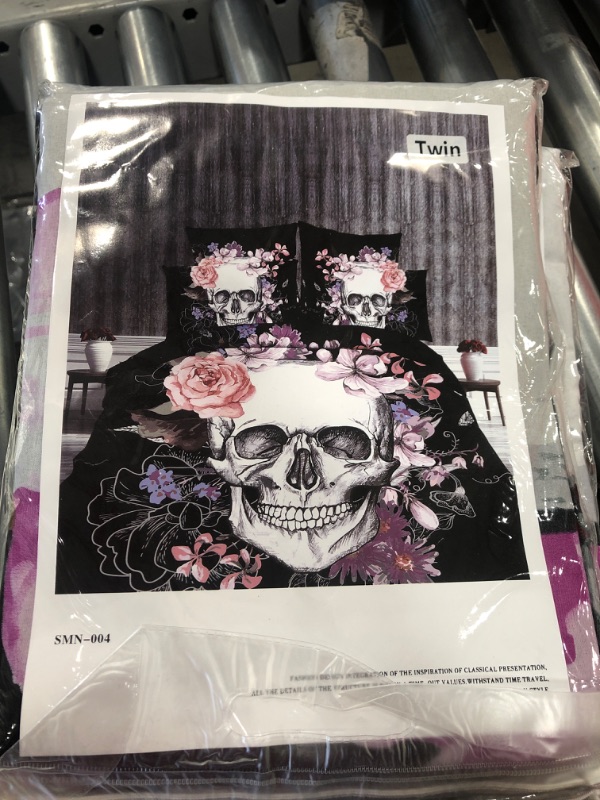 Photo 2 of 3D skeleton black skull death's-head design twin bedclothes duvet cover set bedding set