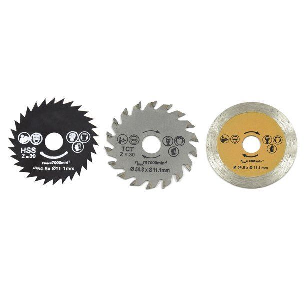 Photo 1 of (2ea) huntermon 3pcs 54.8mm HSS Mini Wood Circular Saw Blade Set Cutting Blade Rotary Tool (Mandrel Not Included)