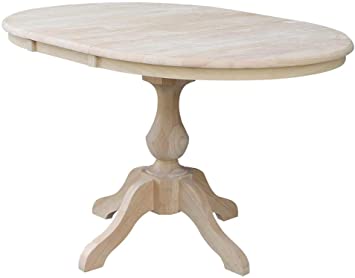 Photo 1 of ***BOX 1 OF 2**International Concepts 36" Round Top Pedestal Table with 12" Leaf-28.9" H-Dining Height, Unfinished
