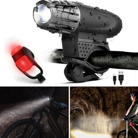 Photo 1 of Bright USB Rechargeable Bike Light Set, Bike Lights Front Head Light and Back Taillight, Easy to Install for Men Women Kids Road Mountain Cycling
