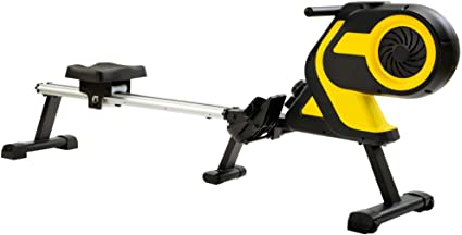 Photo 1 of Quickcity Foldable Magnetic Rowing Machine with LCD Monitor, 46" Slide Rail, Compact Folding Rower for Home Cardio Workout, Yellow
