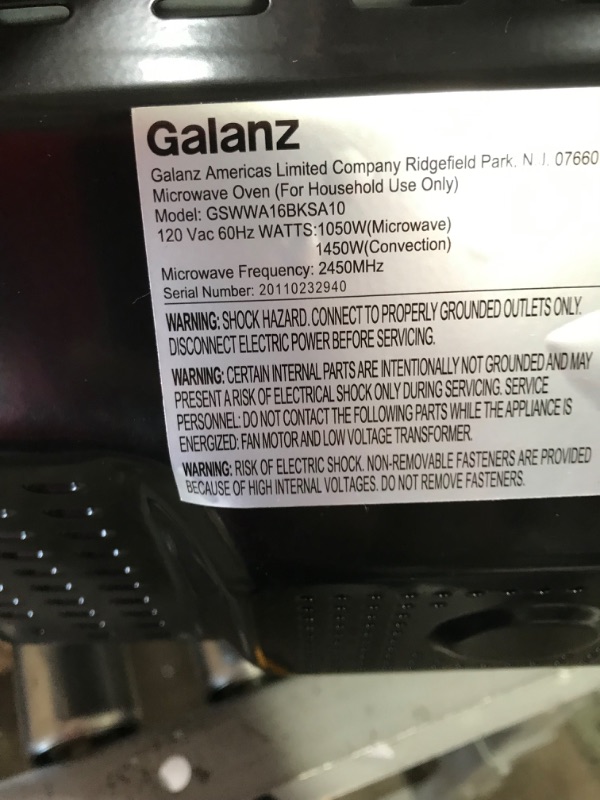 Photo 4 of Galanz GSWWA16S1SA10 3-in-1 SpeedWave with TotalFry 360, Microwave, Air Fryer, Convection Oven with Combi-Speed Cooking, 1.6 Cu.Ft/ 1000W, Stainless Steel
